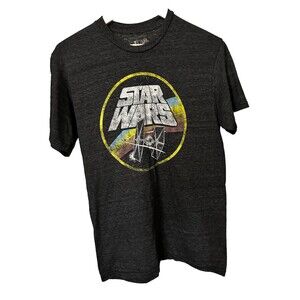 Star Wars Men's Medium Black Classic Logo and Tie Fighter Circle Fight Tee Shirt